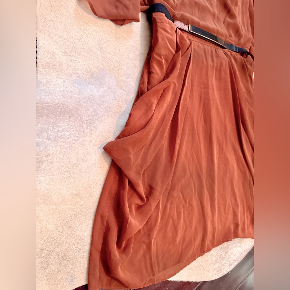CITY CHIC Draped Faux Wrap Mini Dress w Belt - Rust Orange - Picture 13 of 16
